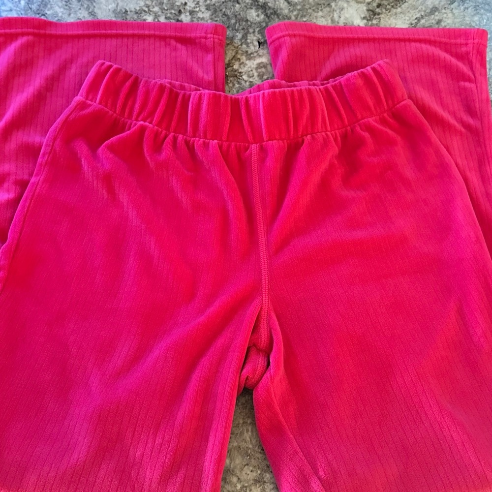 Jessica Simpson Hot Pink Velour Pants Size M Flare Leg Fuchsia Super Soft
